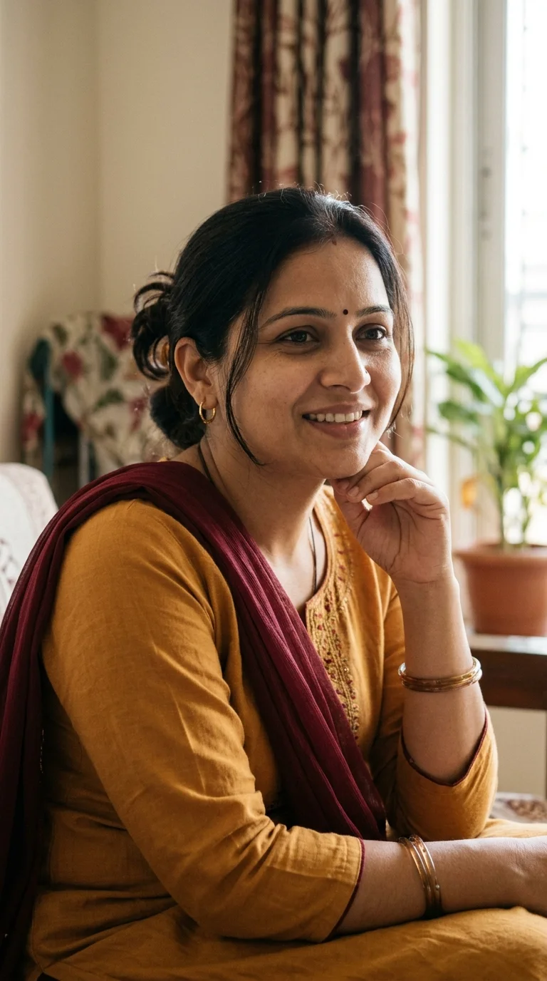 Natural Indian Woman Portrait at Home